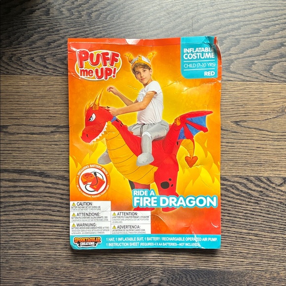 Puff Me Up! Inflatable Fire Dragon Costume for Kids - Red - Picture 1 of 3
